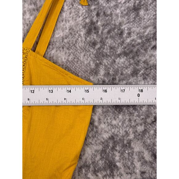 New Point Sur Dress 0 Womens Yellow Gold Cotton Tie Stap Midi J Crew - Picture 4 of 8